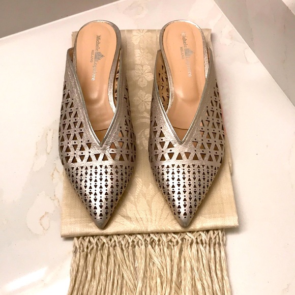 Michele Lopriore Shoes - Michele Lopriore Milano size 39/8 US silver perforated mules.